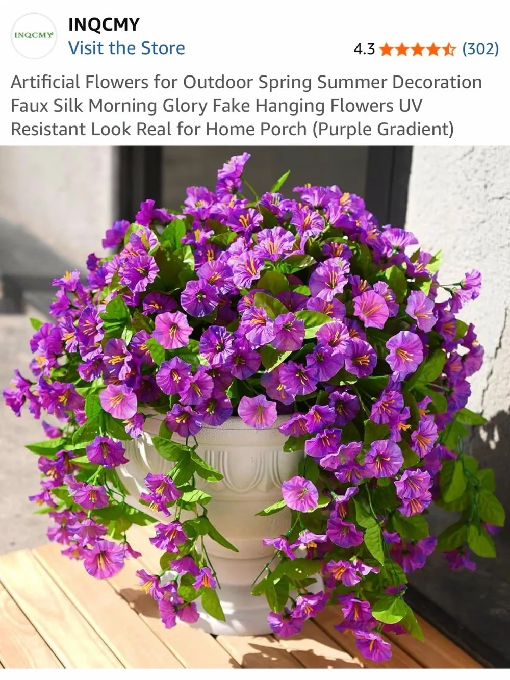 Purple Gradient Faux Morning Glory Hanging Flowers - Artificial Outdoor Accent